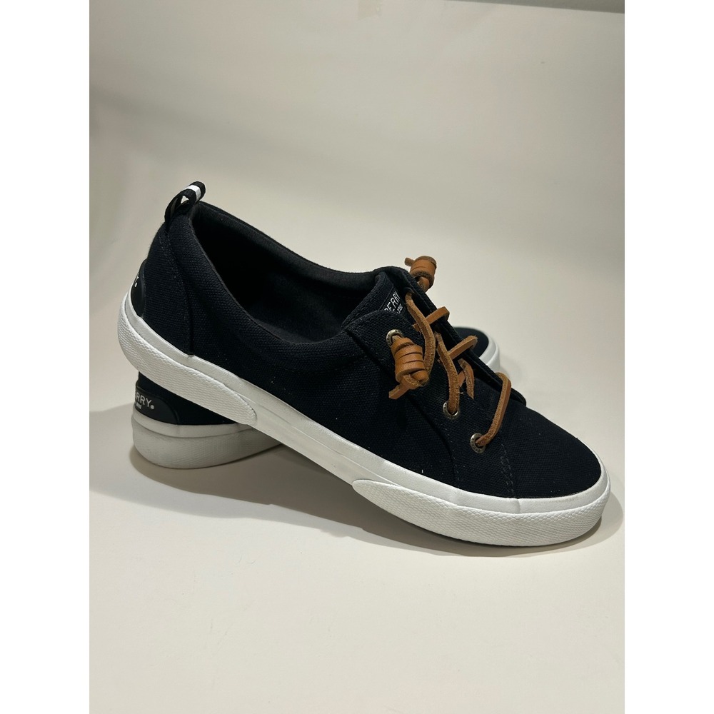 Sperry Crest Vibe Black Canvas Sneakers STS84627 Sz 7 Slip On Boat Shoe - Picture 3 of 7